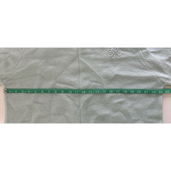 Karen Scott Women Pure Wool Green Floral Embroidered Cardigan Cottagecore XL NWT - Picture 9 of 10